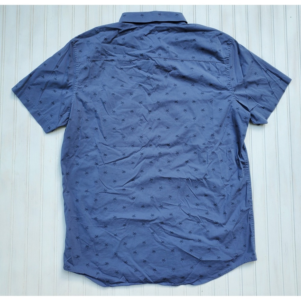 Travis Mathew Mens Blue Palm Tree Embroidered Short Sleeve Button Down Shirt L - Picture 7 of 8